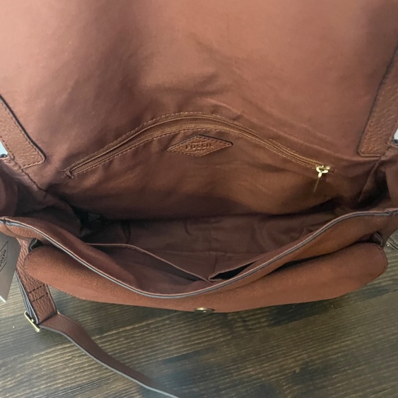 Fossil peyton large double flap Crossbody Brown - Picture 3 of 9